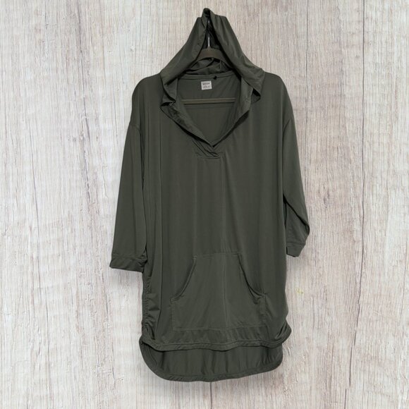 prAna Brittany Hooded Tunic Dress Deep Olive Green Size L - Picture 1 of 6